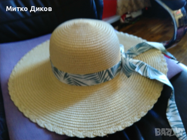 Сламена шапка женска с панделка маркова размер 58 нова, снимка 4 - Шапки - 44942995
