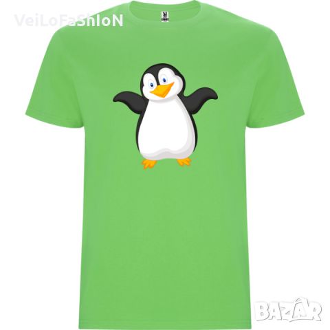 Нова детска тениска с Пингвин в зелен цвят, снимка 1 - Детски тениски и потници - 45670860