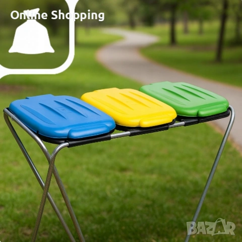 Стойка с капаци за разделно хвърляне на отпадъци - грижа за околната среда, снимка 3 - Органайзери - 53327555