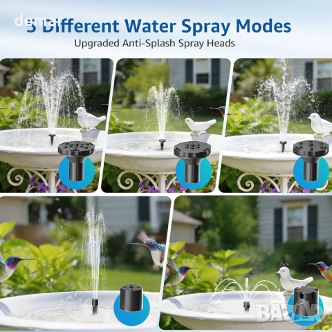 Соларна помпа за фонтан 5.5W с 3M захранващ кабел, 5 режима на пръскане, снимка 4 - Други - 53949496