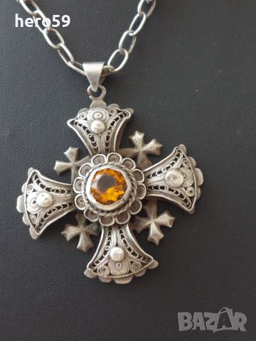 Прекрасен сребърен филигранен малтийски кръст-ръчна работа, снимка 11 - Колиета, медальони, синджири - 45762834