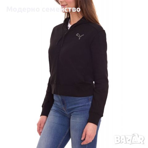 Дамско спортно горнище puma her full zip hoodie black, снимка 3 - Суичъри - 46806613