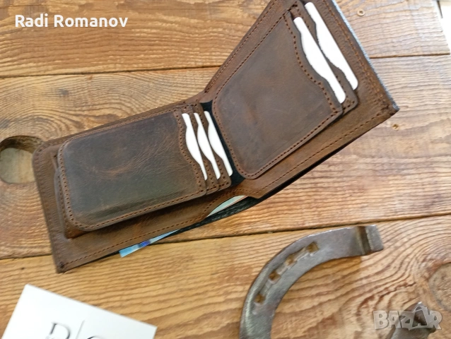 Ръчно изработен мъжки кожен портфейл , снимка 8 - Портфейли, портмонета - 53693796