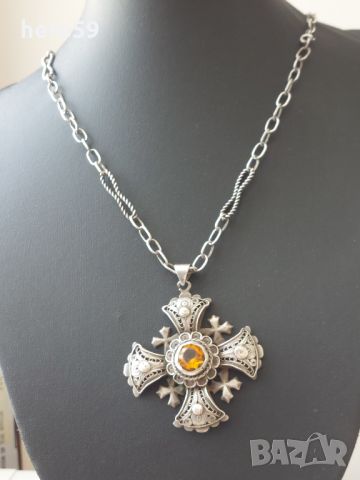 Прекрасен сребърен филигранен малтийски кръст-ръчна работа, снимка 13 - Колиета, медальони, синджири - 45762834