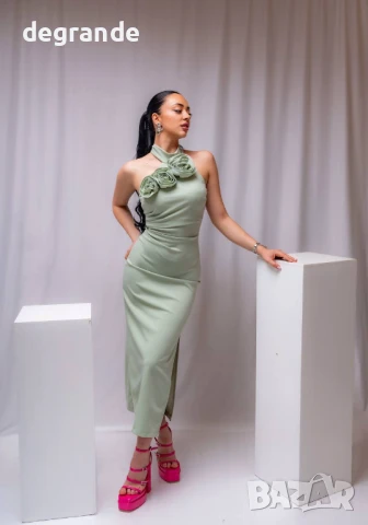 Елегантна зелена дамска рокля , снимка 3 - Рокли - 50049120