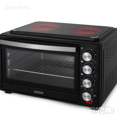 Компактна печка Termomax – фурна + два керамични котлона в едно, снимка 5 - Печки, фурни - 52478271