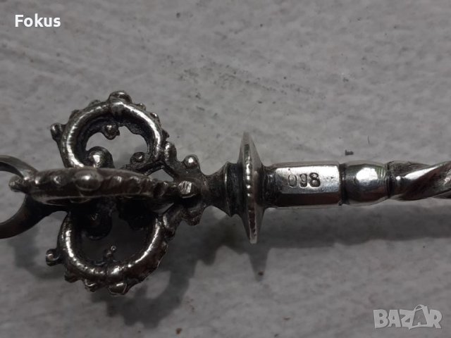 Стара османска сребърна лъжичка за захар с тугра, снимка 5 - Антикварни и старинни предмети - 45734041