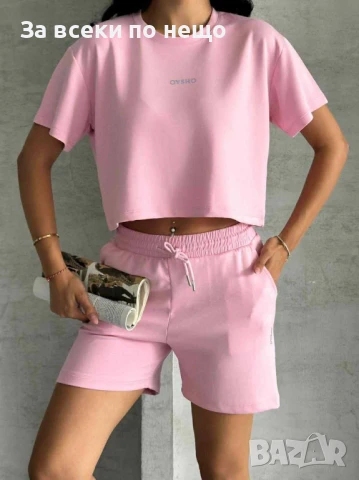 Дамски Летен Комплект Тениска И Къси Панталонки👚🩳Дамски Къс Екип - 4 Цвята Код BS-46, снимка 4 - Комплекти - 51255937