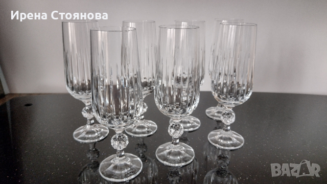 Комплект от 6 кристални чаши за бяло вино/шампанско. , снимка 1 - Чаши - 44969041