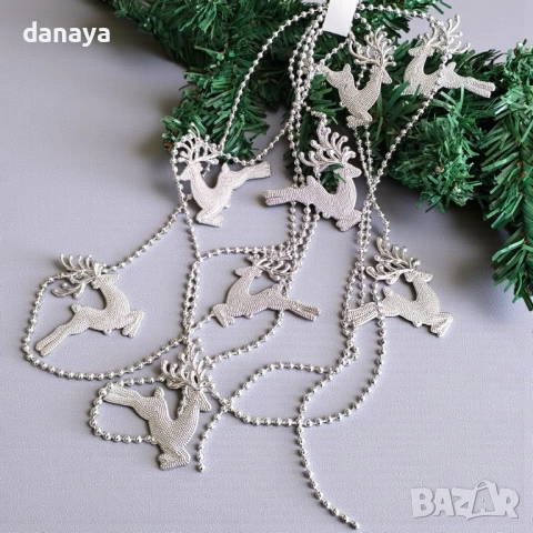 6167 Коледен гирлянд с еленчета декоративен гердан за елха и декорация, 270 см