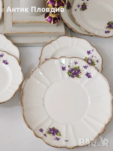 Десертен сервиз - Виолетки , снимка 4 - Чинии - 43423617