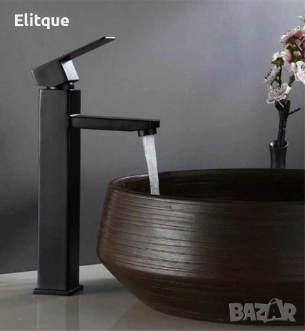 Стилен смесител за мивка за баня, неръждаема стомана, черен, снимка 5 - Други стоки за дома - 52854069