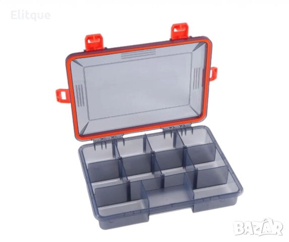 Сива кутия за рибарски принадлежности с оранжева закопчалка, m-k29, снимка 3 - Други стоки за дома - 52841267