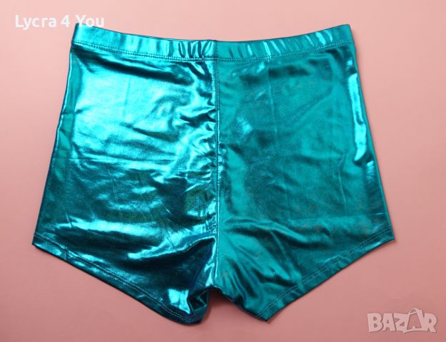 M/L къси винил/лак панталонки тип боксер в тюркоазен цвят, снимка 2 - Къси панталони и бермуди - 46265497