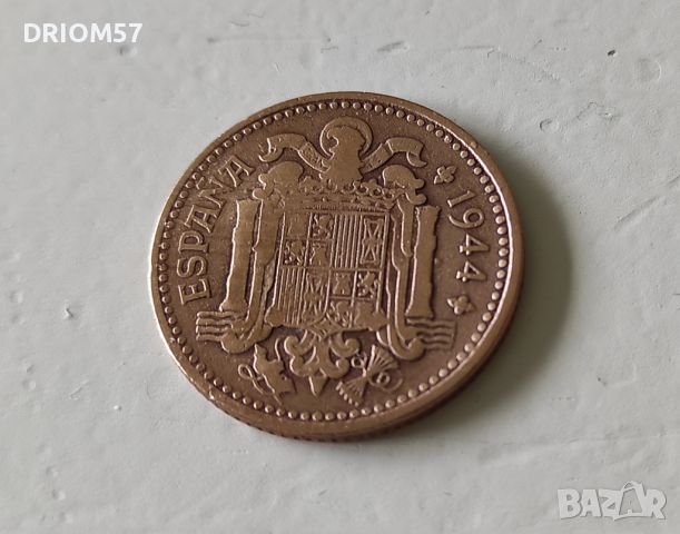 Монета Испания 1 песета, 1944, снимка 3 - Нумизматика и бонистика - 45933784