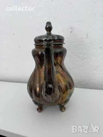 Порцеланов чайник със сребърно фолио -  Carl Magnus Hutschenreuther №7602, снимка 3 - Антикварни и старинни предмети - 52366762