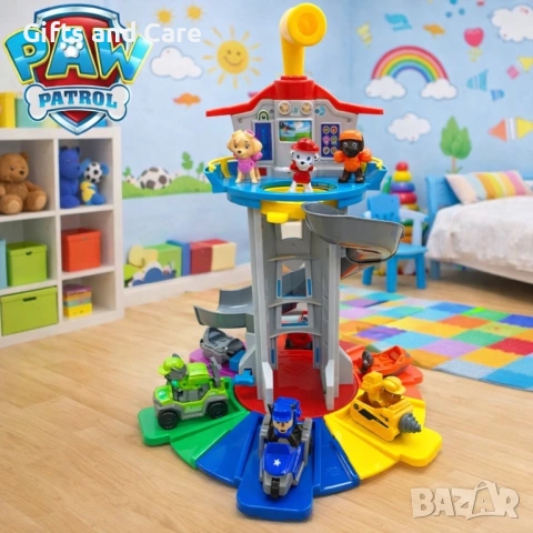 Paw Patrol Базата на ПЕС Патрул със седемте кучета и коли