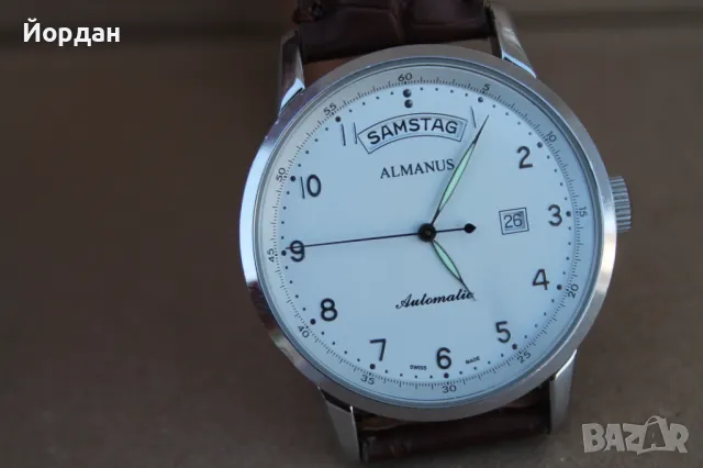 Швейцарски мъжки автоматичен часовник ''Almanus'' /25 камъка/, снимка 8 - Мъжки - 50024404