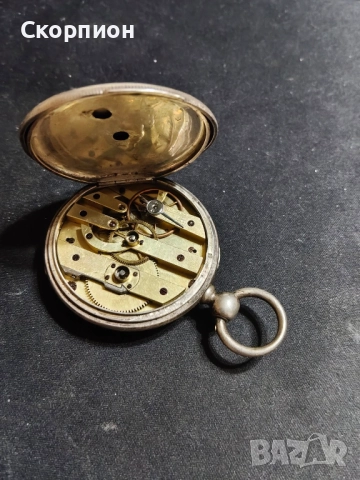 Швейцарски СРЕБЪРЕН джобен часовник 1900г. с ключе - 10 РУБИНА ПРОМОЦИЯ, снимка 13 - Джобни - 51778334