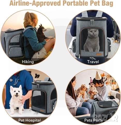 Разширяема транспортна раница за домашни любимци Lekesky (Сива), снимка 8 - За котки - 52486248