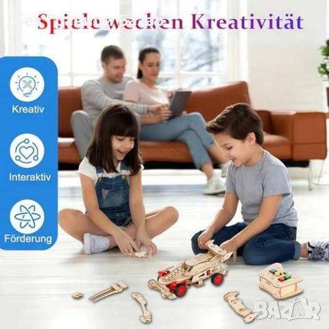 Нов Дървен STEM комплект F1 дистанционно управляема кола за деца играчка, снимка 5 - Коли, камиони, мотори, писти - 53156480