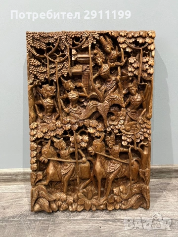 Антикварна картина / дърворезба от Тайланд