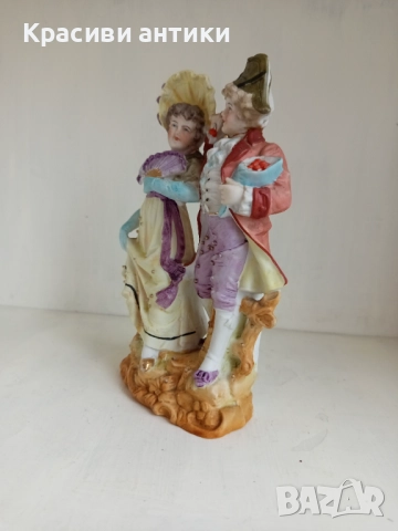 Старинна, красива фигура от бисквитен порцелан, висока 20 см, снимка 6 - Колекции - 52090434