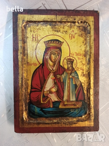 Православна икона, изобразяваща Дева Мария (Богородица) с Младенеца Христос., снимка 2 - Антикварни и старинни предмети - 52503404