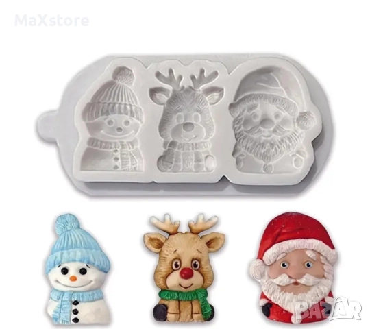 Снежко елен дядо Коледа Силиконов молд за гипс смола фондан за декорация на торта 