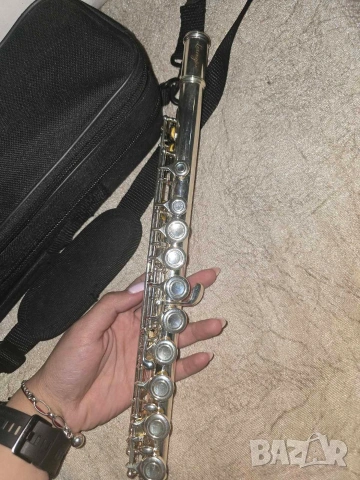 Надлъжна метална флейта с калъф – отлично състояние, снимка 2 - Други инструменти - 53250909