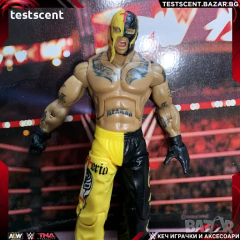 Екшън фигура WWE Rey Mysterio Рей Мистерио Deluxe Aggression Black & Yellow VERY RARE Jakks Pacific , снимка 18 - Колекции - 48736993