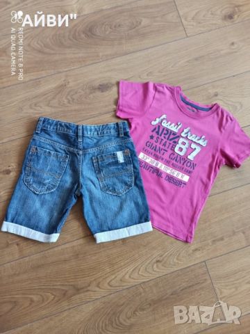 ZARA и DETROIT детски къси дънки, тениска и ризка, снимка 3 - Детски къси панталони - 45436398