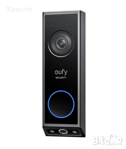 НОВО!!! Видео звънец за врата Eufy E340 Wireless Dual Camera, 2K HD, Черен, снимка 3 - Комплекти за видеонаблюдение - 46919652