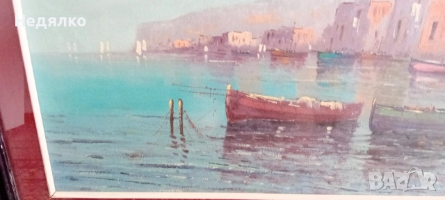 Стара картина,масло на платно,голяма,красива, снимка 6 - Антикварни и старинни предмети - 51482581