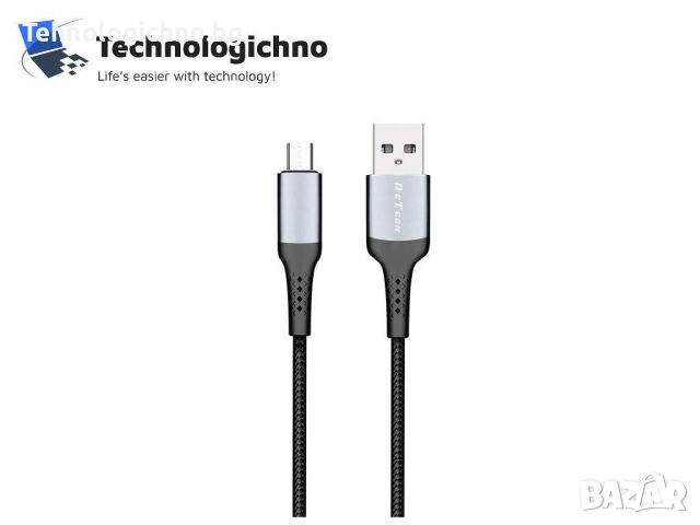 Кабел DeTech DE-43m2 Micro USB 2m Black, снимка 1 - Кабели и адаптери - 45963297