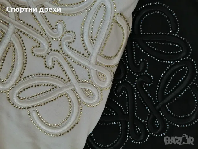 Дамски летни памучни къси комплекти LOEWE,високо каество с бродерия и  камъчета,2 цвята, снимка 4 - Спортни екипи - 50307811