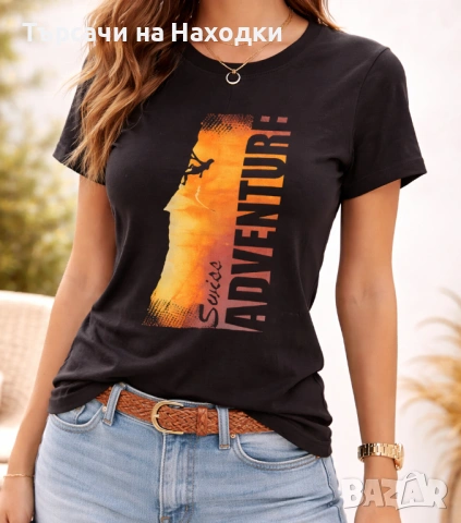 Дамска тениска Swiss Adventure in the Sun – XS (X-Small), черна black свежа и модерна