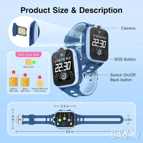 Детски 4G смарт часовник с GPS проследяване, обаждания, SOS бутон, снимка 6 - Смарт гривни - 52242139