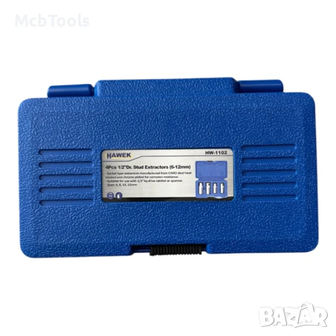 Комплект екстрактори за шпилки 4 части 6-12 мм/ 1/2″ Вложки шпилковадачи Hawek, снимка 3 - Други инструменти - 50799058