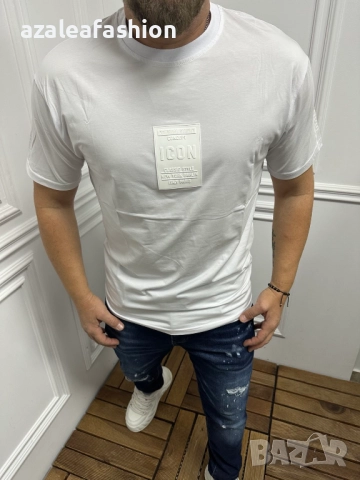 Бяла мъжка тениска с надпис