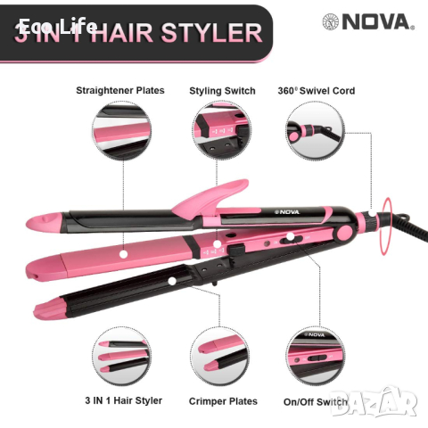 Преса  Nova NHS 897 3 in 1 Hair Straightener & Styler, снимка 1 - Преси за коса - 45035627