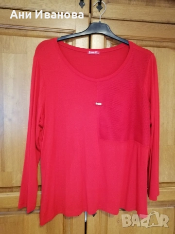 нова дамска блуза, голям размер в червен цвят