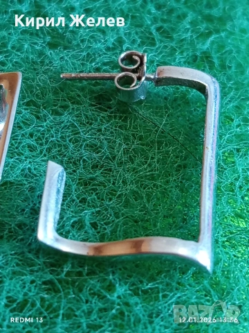 Екстравагантни обеци родирано сребро майсторска ръчна изработка 52742, снимка 3 - Обеци - 53072292