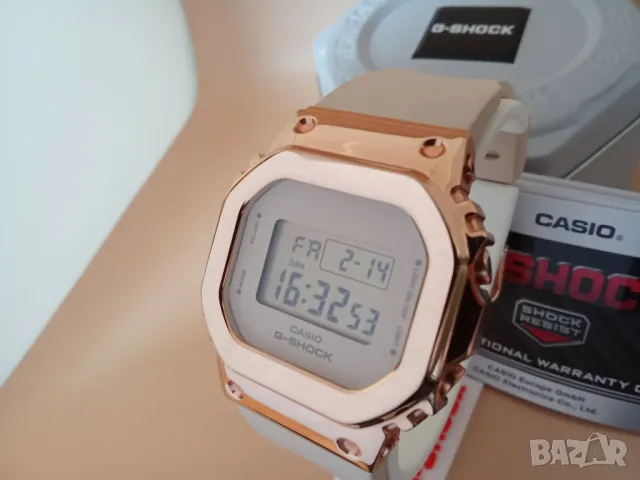 ✅ ГАРАНЦИЯ НОВ Дамски часовник Casio G-Shock GM-S5600PG Pink Gold, снимка 1 - Дамски - 49372957