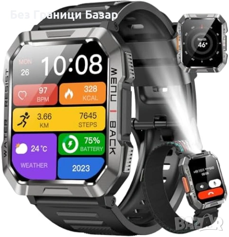 Нов Blackview Military Smart Watch – Смарт часовник с обаждания, 900mAh батерия, фенер, компас, SpO2