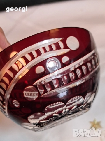 кристална бонбониера Bohemia рубинен кристал 29/3, снимка 3 - Антикварни и старинни предмети - 52341720