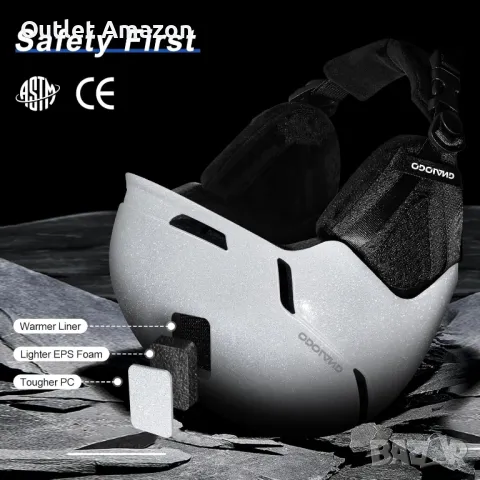 Блестяща ски каска Odoland, регулируема вентилационна система, защитна обвивка от EPS пяна за

, снимка 5 - Спортна екипировка - 49670185