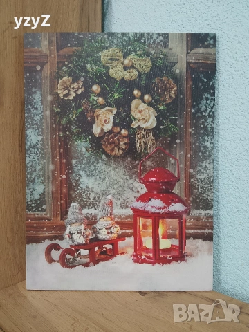 Светеща коледна картина с LED лампа