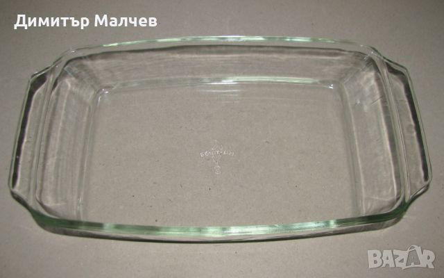 Стъклена огнеупорна тава 27 см тавичка йенска Белотерм, отлична, снимка 1 - Съдове за готвене - 46426040