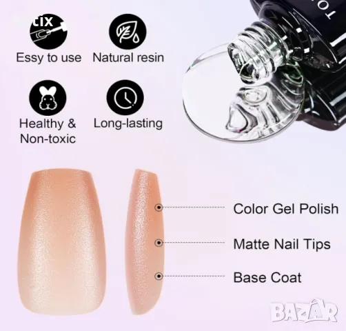 TOMICCA Soft Gel Nail Tips Комплект гел нокти, снимка 5 - Други - 48440770